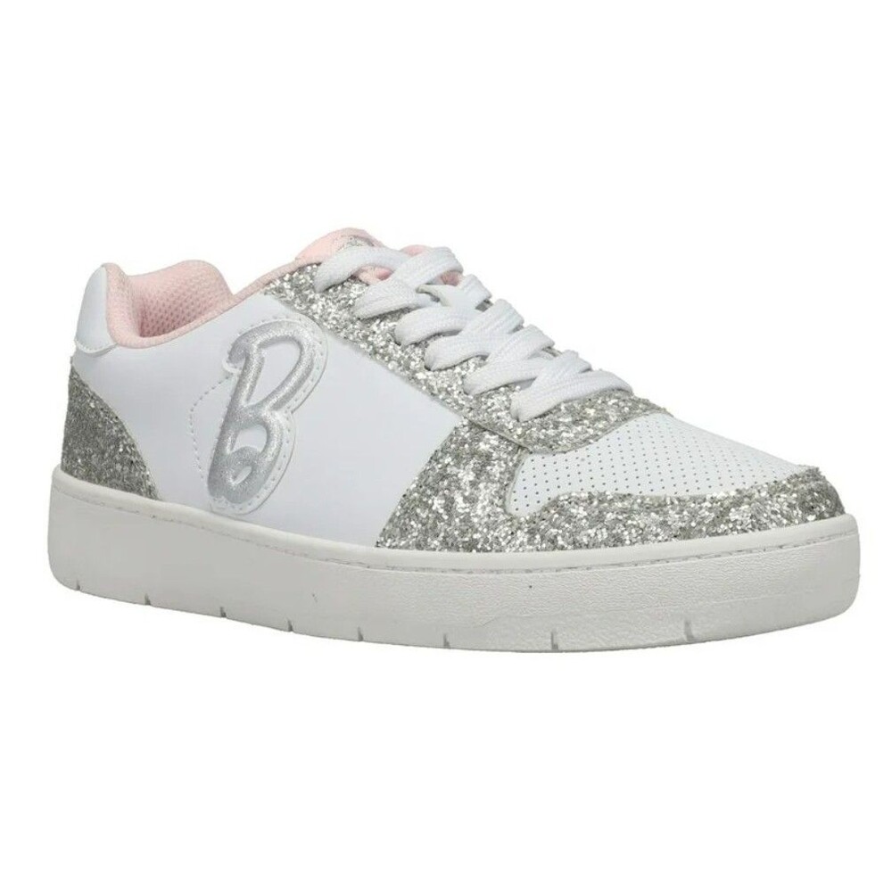 Mattel Barbie Court Sneaker Women's Size 8 White Silver Glitter Low Top Shoes